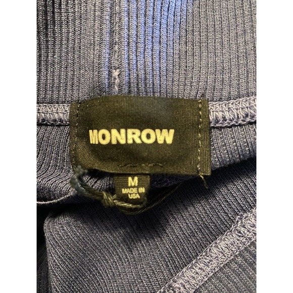 NWT Monrow Womens Ribbed Cuff Sweatpants Size Medium Lounge Wear Blue Drawstring - Picture 9 of 10